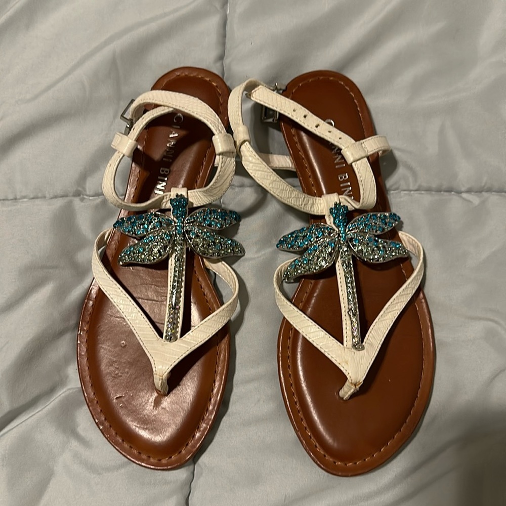 vintage Gianni Bini rhinestone dragonfly sandal shoes 6 preowned
